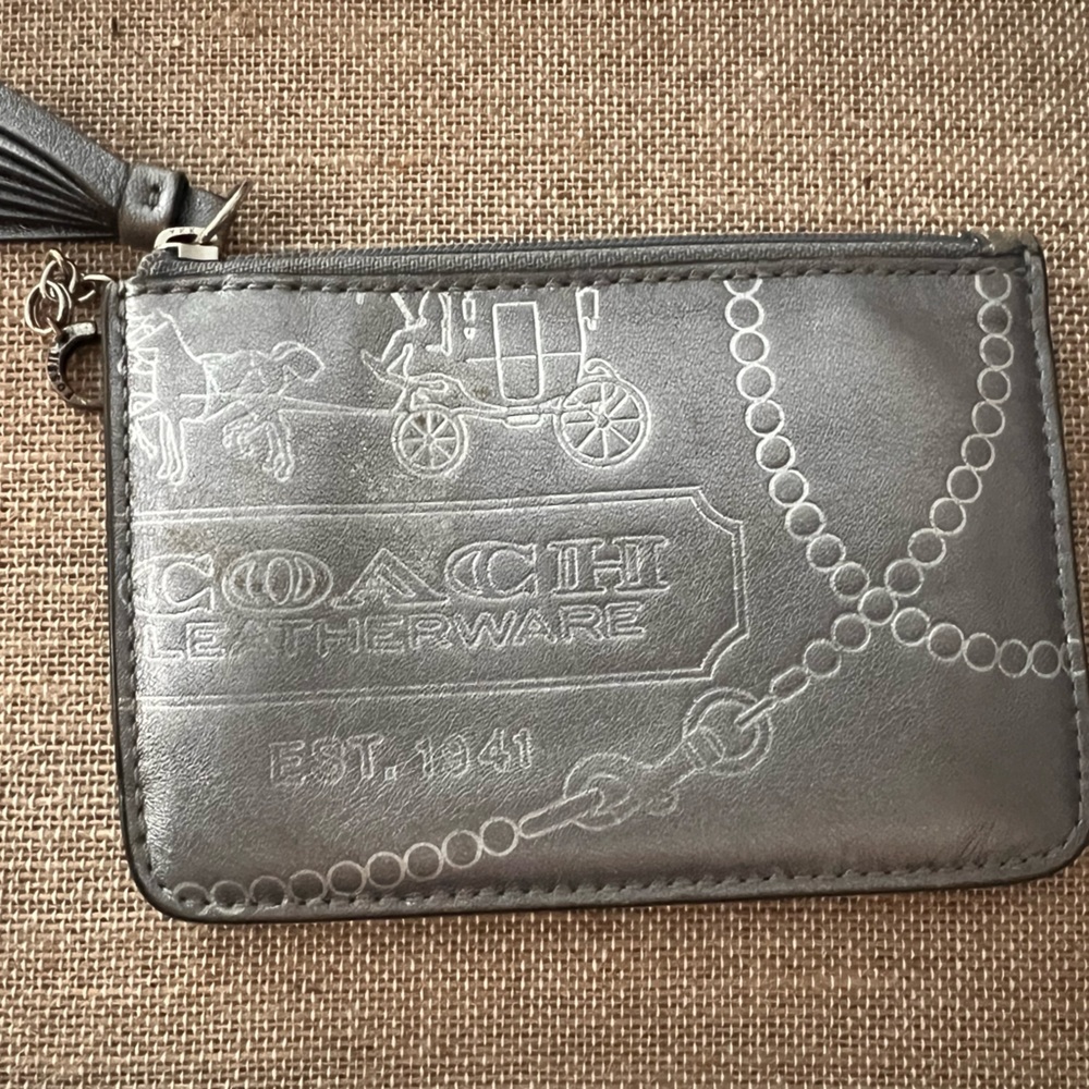 Coach Metallic silver mini skinny card case